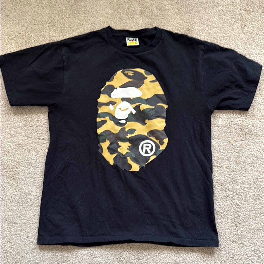 Bape Black and Gold Camo Ape Head T-Shirt